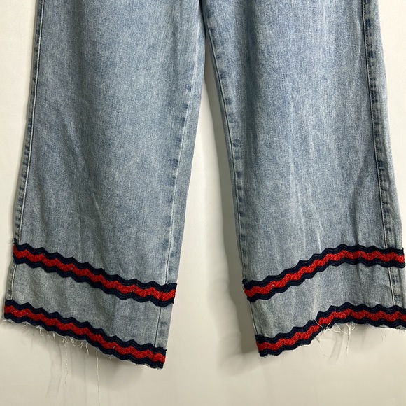 Cider wide leg 11.5โ rise embroidered distressed jeans - Picture 3 of 8